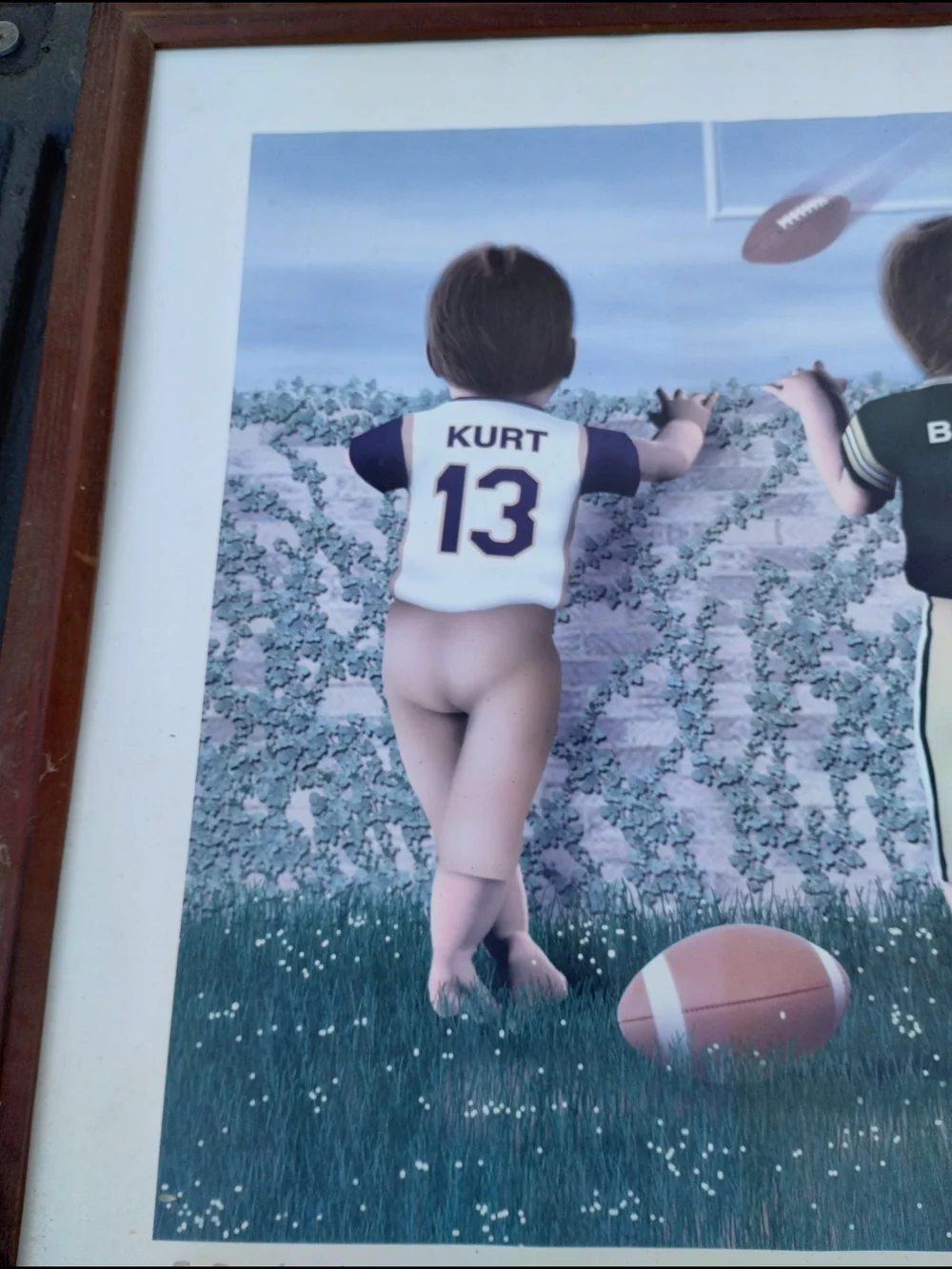 Framed Kurt Warner, Brett Farve, Payton Manning Football Art Print